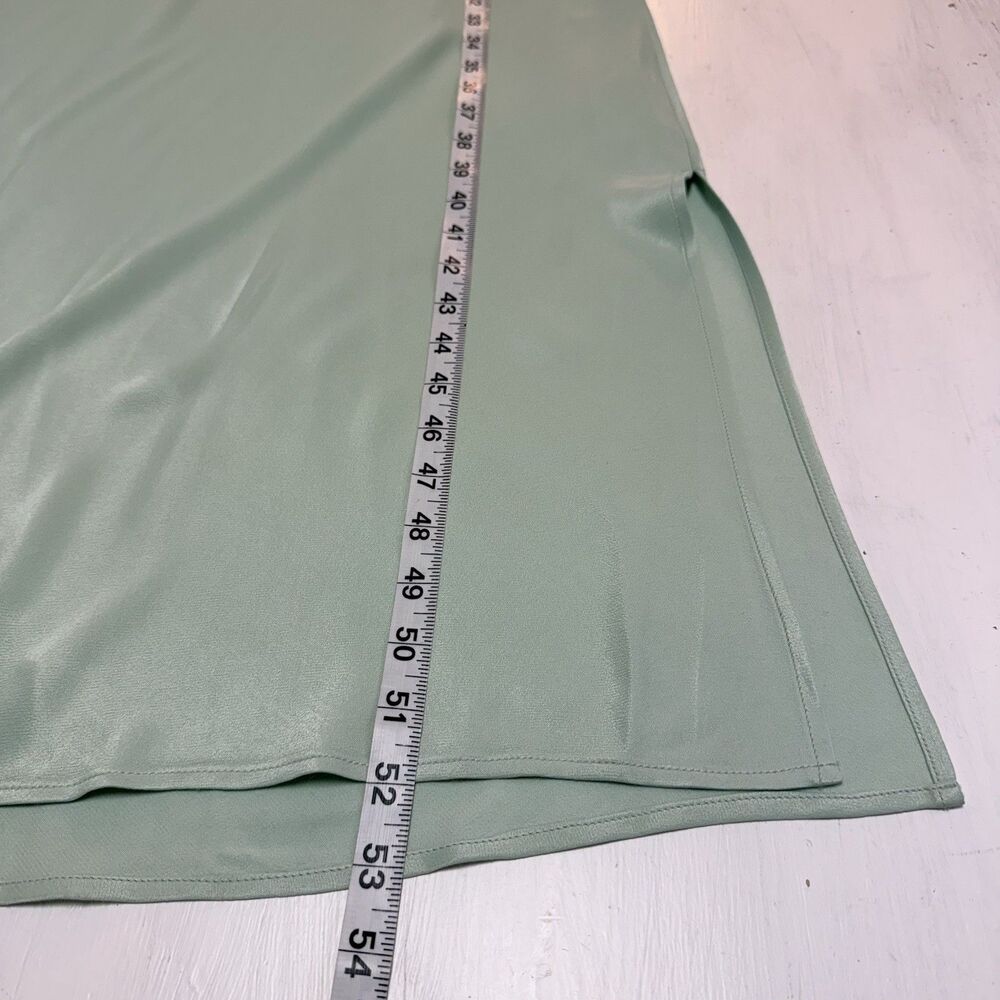 Anthropologie Elyse Bias-Cut Satin Maxi Slip Dress L Mint Green Cowl Neck Formal - Picture 13 of 13